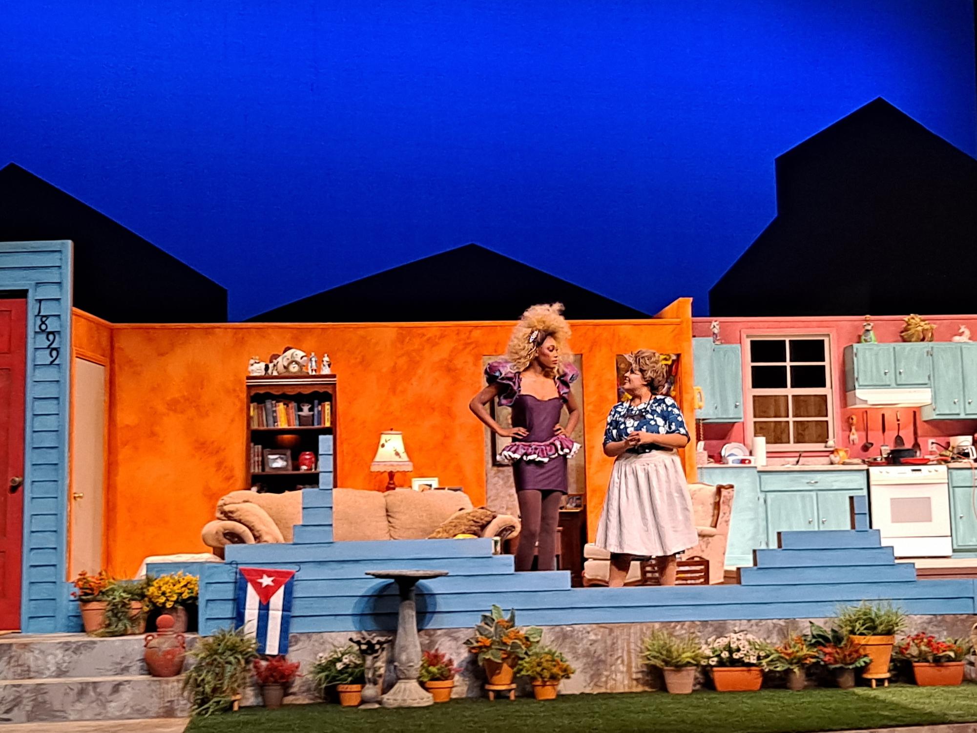 Dolores Cantù played by Valerie Morales with Dahlia Cruz played by Noa Walker in "Our Lady of the Tortilla" during dress rehearsal on Oct. 9, 2024.