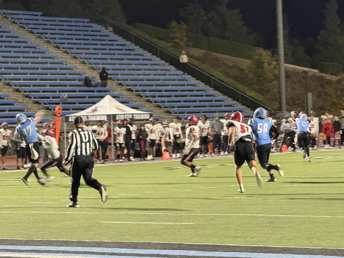 Moorpark College quarterback #17 Kadyn Parr throws downfield off his back foot on Saturday, Nov. 9, 2024 in Moorpark, Calif. Photo credit: Jackson Herrguth