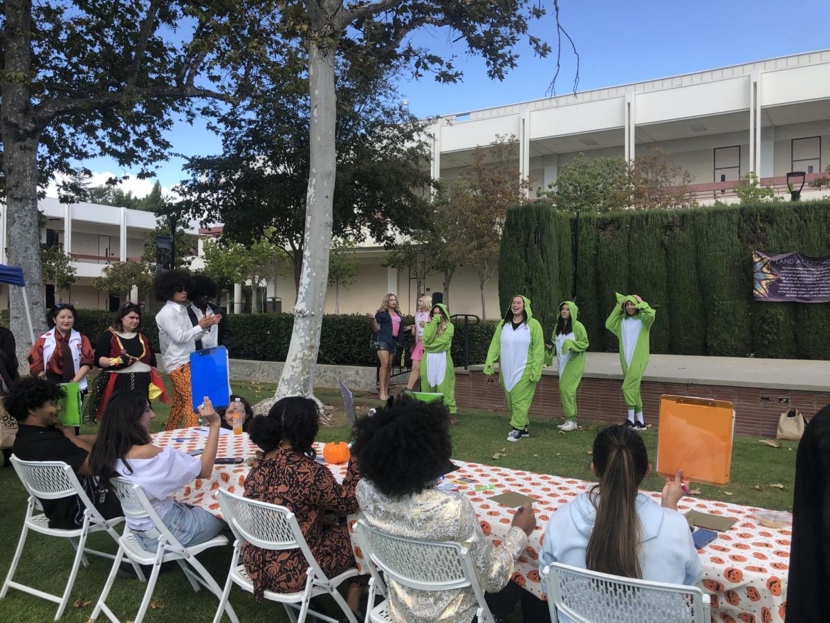 Associated Students of Moorpark College representatives dressed wearing frog onesies at Moorpark College on Oct. 29, 2024 in Moorpark, Calif.