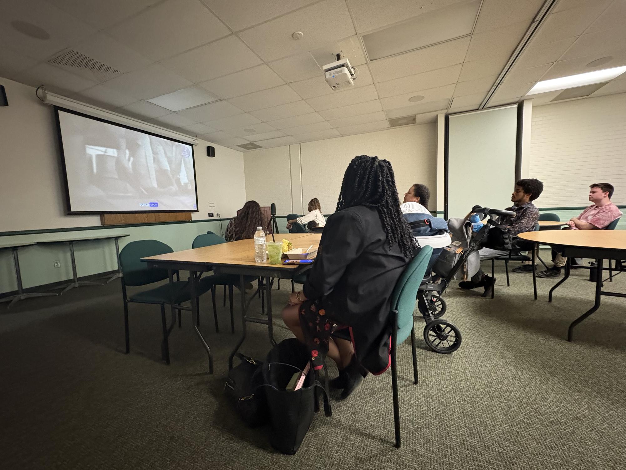 Students gather in the Campus Center Conference Room to learn about the history of steel drums during the LA Success Steel event on Tuesday, Feb. 25, 2025 in Moorpark, Calif.